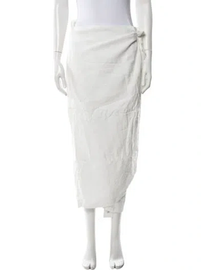 Pre-owned Polo Ralph Lauren Linen Long Skirt In White