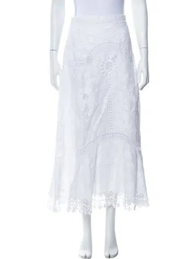 Pre-owned Polo Ralph Lauren Linen Long Skirt In White