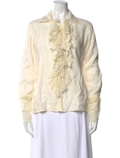 Pre-owned Polo Ralph Lauren Linen Long Sleeve Blouse In Neutral