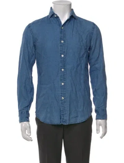 Pre-owned Polo Ralph Lauren Linen Long Sleeve Dress Shirt In Blue