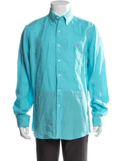 Pre-owned Polo Ralph Lauren Linen Long Sleeve Dress Shirt In Green