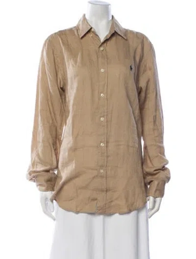Pre-owned Polo Ralph Lauren Linen Long Sleeve Polo In Neutral