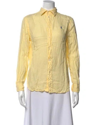 Pre-owned Polo Ralph Lauren Linen Long Sleeve Polo In Yellow