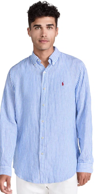 Polo Ralph Lauren Linen Long Sleeve Shirt Blue/white