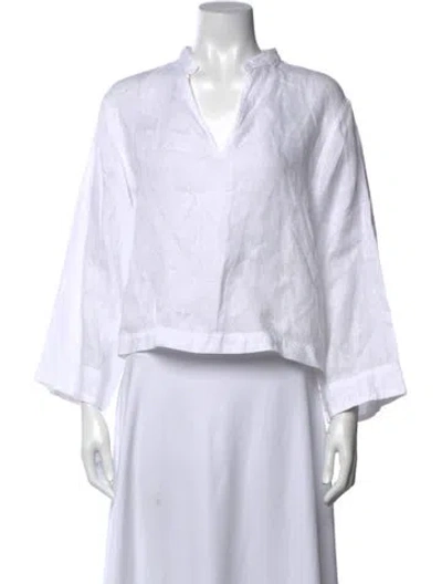 Pre-owned Polo Ralph Lauren Linen Long Sleeve Top In White