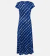Polo Ralph Lauren Linen Maxi Dress In Blue Orbit Diamonds
