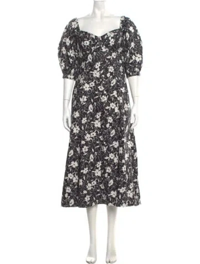 Pre-owned Polo Ralph Lauren Linen Midi Length Dress In Black