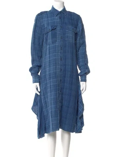 Pre-owned Polo Ralph Lauren Linen Midi Length Dress In Blue