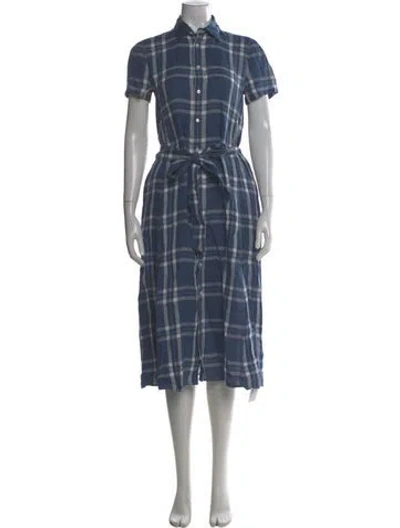 Pre-owned Polo Ralph Lauren Linen Midi Length Dress In Blue