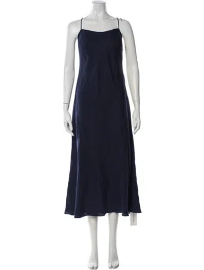Pre-owned Polo Ralph Lauren Linen Midi Length Dress In Blue