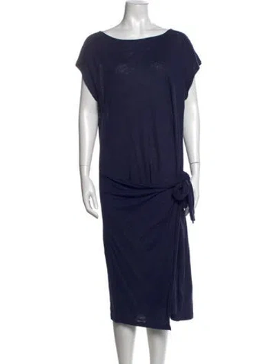 Pre-owned Polo Ralph Lauren Linen Midi Length Dress In Blue