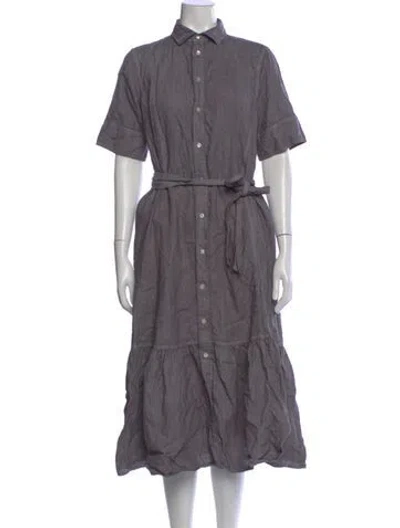Pre-owned Polo Ralph Lauren Linen Midi Length Dress In Gray
