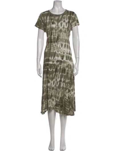Pre-owned Polo Ralph Lauren Linen Midi Length Dress In Green