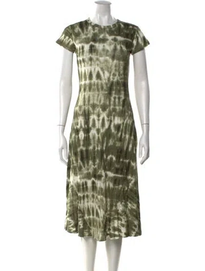 Pre-owned Polo Ralph Lauren Linen Midi Length Dress In Green