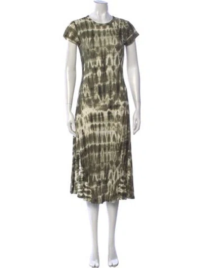 Pre-owned Polo Ralph Lauren Linen Midi Length Dress In Green