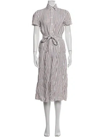Pre-owned Polo Ralph Lauren Linen Midi Length Dress In Multicolor