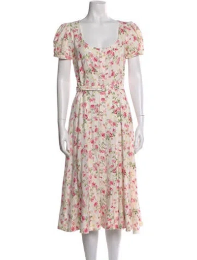 Pre-owned Polo Ralph Lauren Linen Midi Length Dress In Neutral