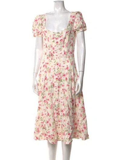 Pre-owned Polo Ralph Lauren Linen Midi Length Dress In Neutrals