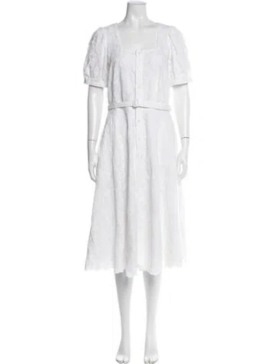 Pre-owned Polo Ralph Lauren Linen Midi Length Dress In White