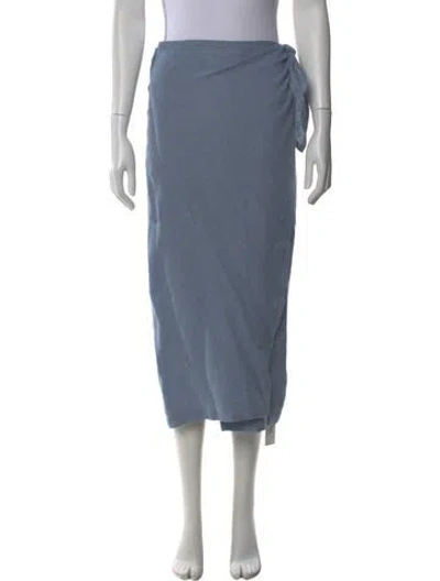 Pre-owned Polo Ralph Lauren Linen Midi Length Skirt In Blue