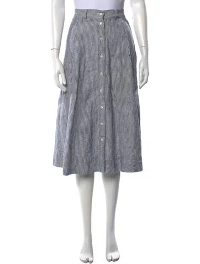 Pre-owned Polo Ralph Lauren Linen Midi Length Skirt In Blue
