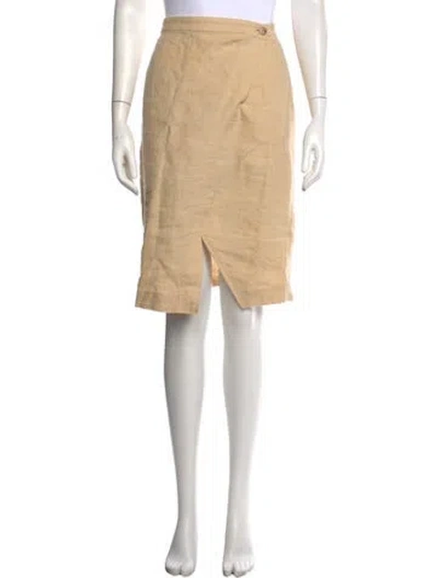 Pre-owned Polo Ralph Lauren Linen Midi Length Skirt In Neutral