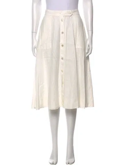 Pre-owned Polo Ralph Lauren Linen Midi Length Skirt In Neutral