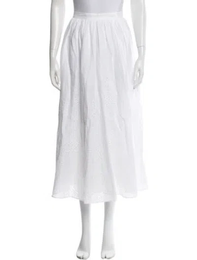 Pre-owned Polo Ralph Lauren Linen Midi Length Skirt W/ Tags In White