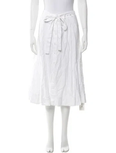 Pre-owned Polo Ralph Lauren Linen Midi Length Skirt In White