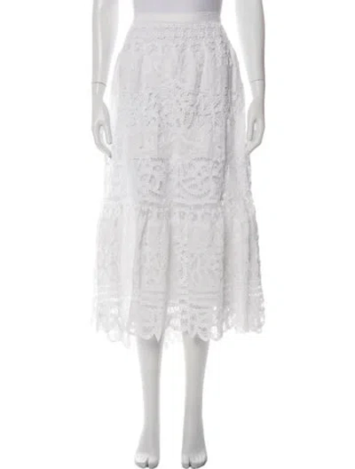Pre-owned Polo Ralph Lauren Linen Midi Length Skirt In White