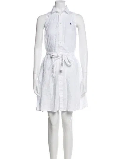 Pre-owned Polo Ralph Lauren Linen Mini Dress In White