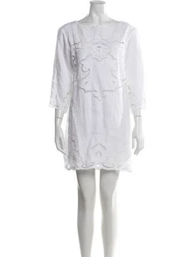 Pre-owned Polo Ralph Lauren Linen Mini Dress In White