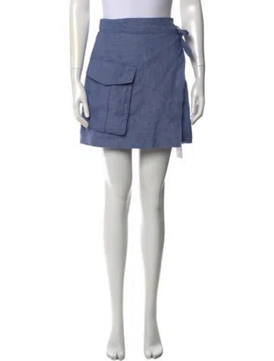 Pre-owned Polo Ralph Lauren Linen Mini Skirt In Blue