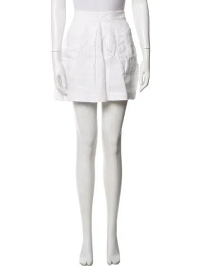 Pre-owned Polo Ralph Lauren Linen Mini Skirt In White