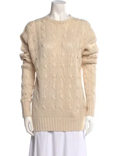 Pre-owned Polo Ralph Lauren Linen Mock Neck Sweater In Neutral