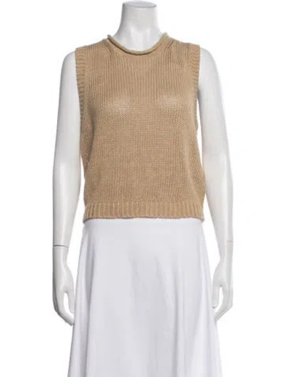 Pre-owned Polo Ralph Lauren Linen Mock Neck Sweater In Neutrals