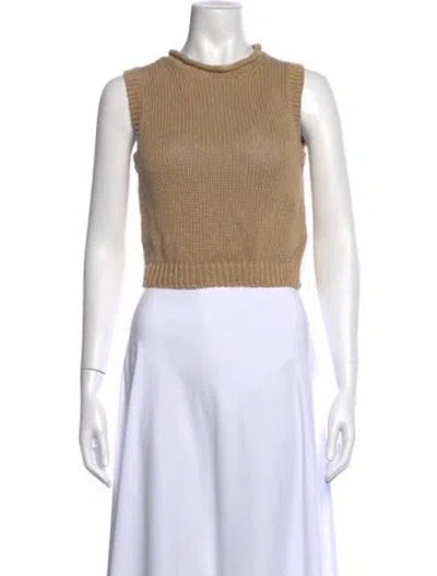Pre-owned Polo Ralph Lauren Linen Mock Neck Sweater In Neutrals