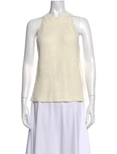 Pre-owned Polo Ralph Lauren Linen Mock Neck Top In Neutral