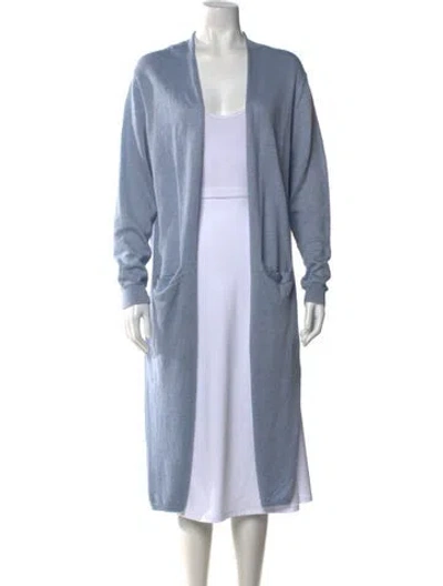 Pre-owned Polo Ralph Lauren Linen Open Front Sweater In Blue