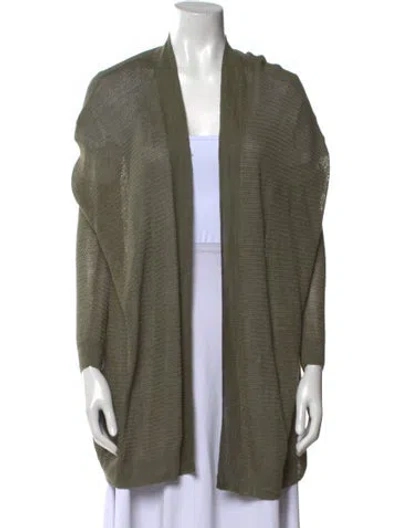 Pre-owned Polo Ralph Lauren Linen Open Front Sweater In Green