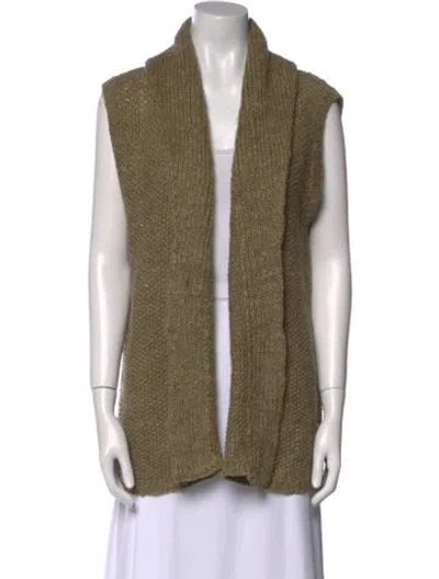 Pre-owned Polo Ralph Lauren Linen Open Front Sweater In Green