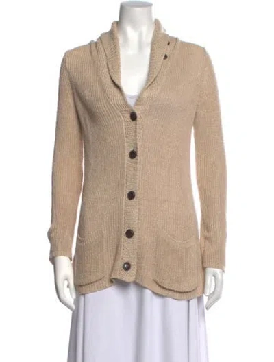 Pre-owned Polo Ralph Lauren Linen Open Front Sweater In Neutrals