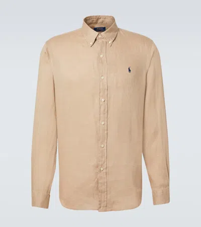 Polo Ralph Lauren Solid White Linen Button-down Shirt In Neutral