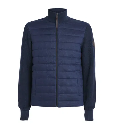 Polo Ralph Lauren Linen Padded Hybrid Cardigan In Blue