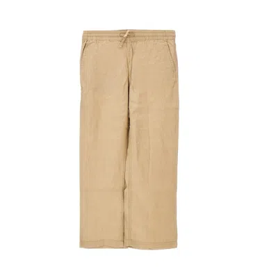 Polo Ralph Lauren Linen Pants With Logo Embroidery Kids In Brown