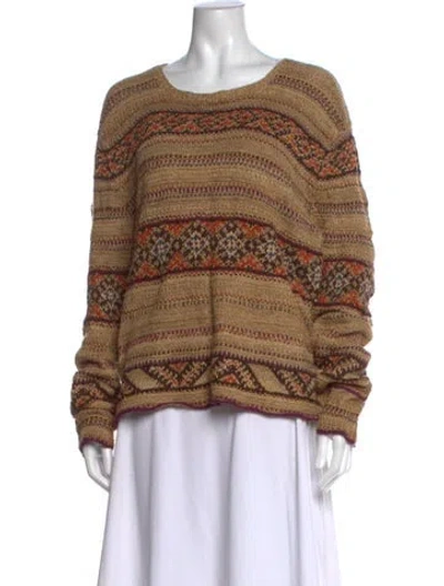 Pre-owned Polo Ralph Lauren Linen Patterned Sweater In Brown