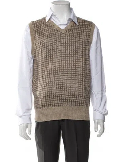 Pre-owned Polo Ralph Lauren Linen Patterned Sweater Vest In Neutrals