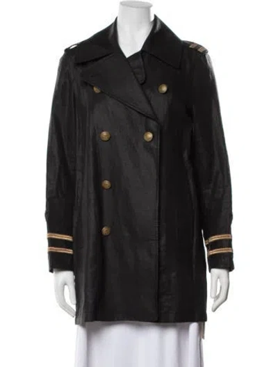 Pre-owned Polo Ralph Lauren Linen Peacoat In Black