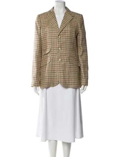 Pre-owned Polo Ralph Lauren Linen Plaid Print Blazer W/ Tags In Neutral