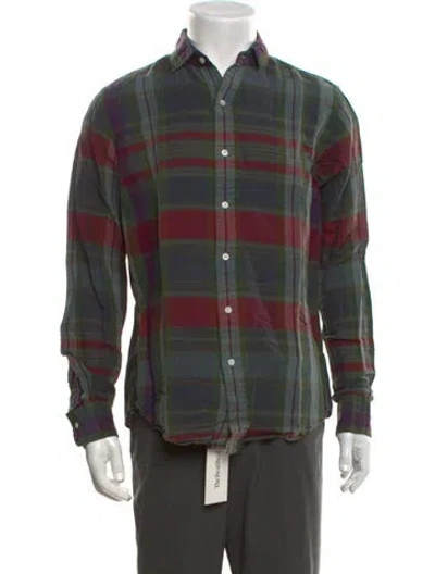 Pre-owned Polo Ralph Lauren Linen Plaid Print Shirt In Green